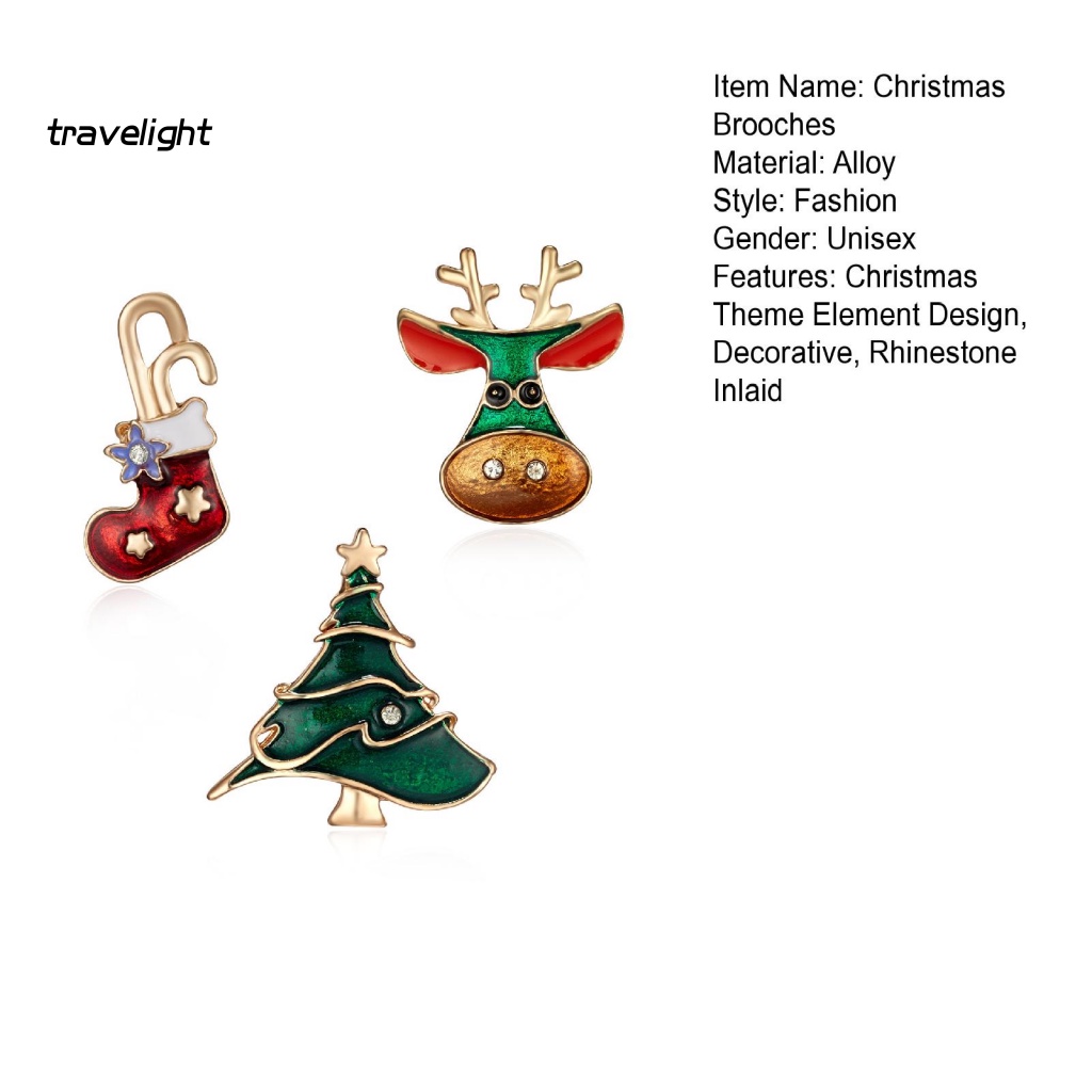 Gối Du Lịch Cao Cấp Tiện Dụng| Set 3 Ghim Cài Áo Chủ Đề Giáng Sinh Đáng Yêu