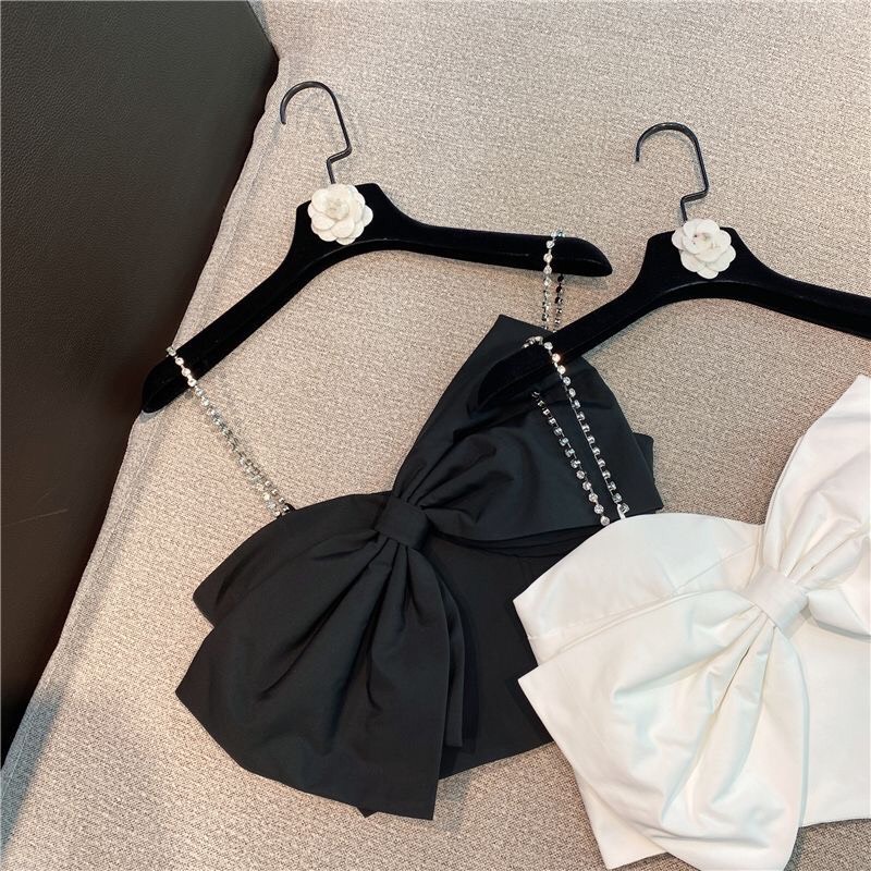 Áo 2 Dây Nữ Nơ Ngực Form Croptop Phong Cách