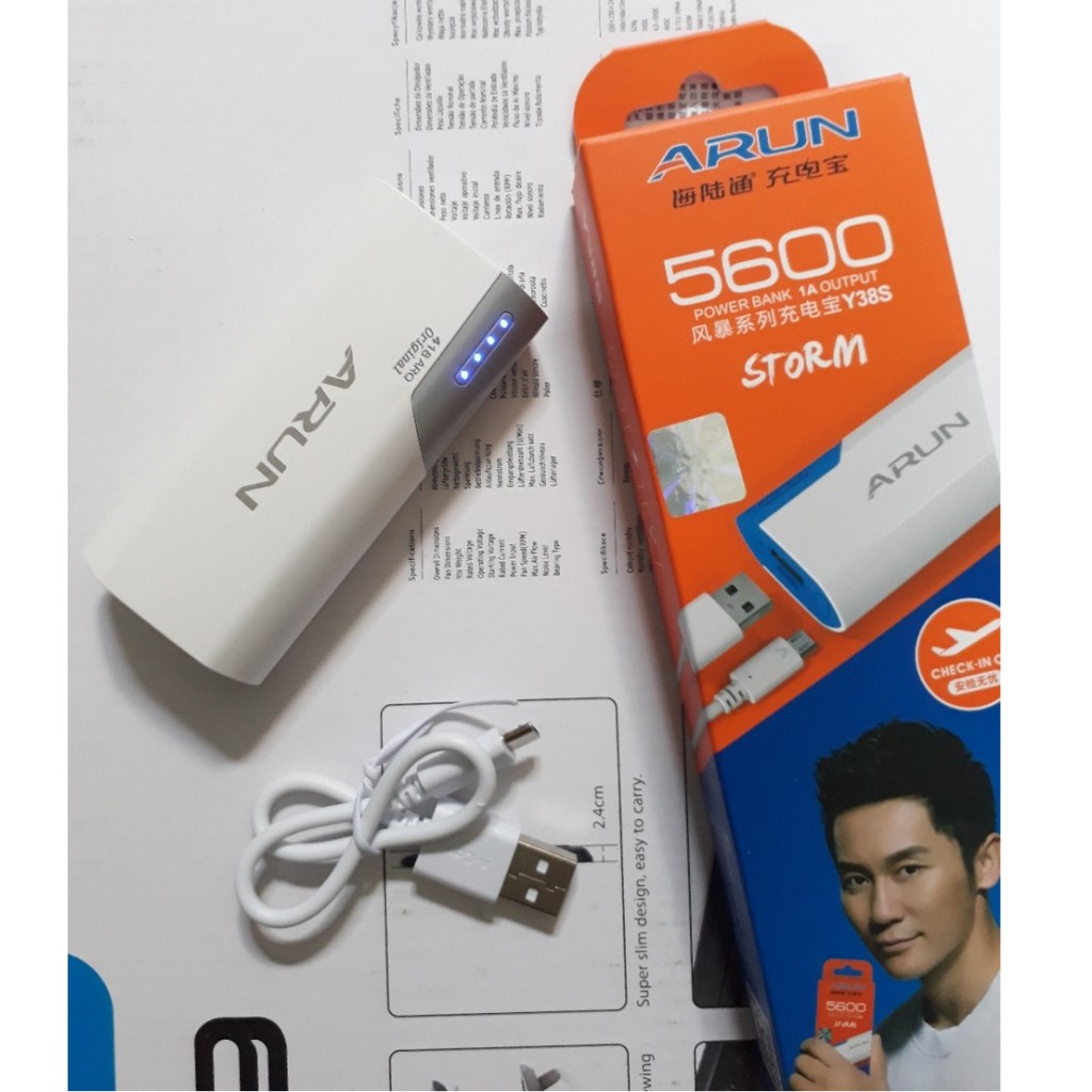 Pin sạc dự phòng Arun 5600 mAh - Chính hãng Kèm Cáp sạc