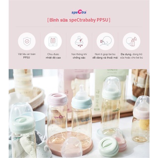 BÌNH SỮA PPSU CỔ RỘNG SPECTRA 160ML (CÓ NÚM TI SIZE S)