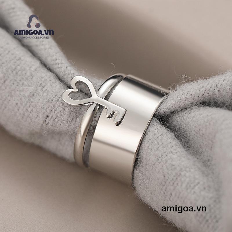 ✨✨màu vàng và bạc họa tiết chìa khóa phong cách cặp đôi thiết kế rỗng thời trang Hàn Quốc dành cho nữ