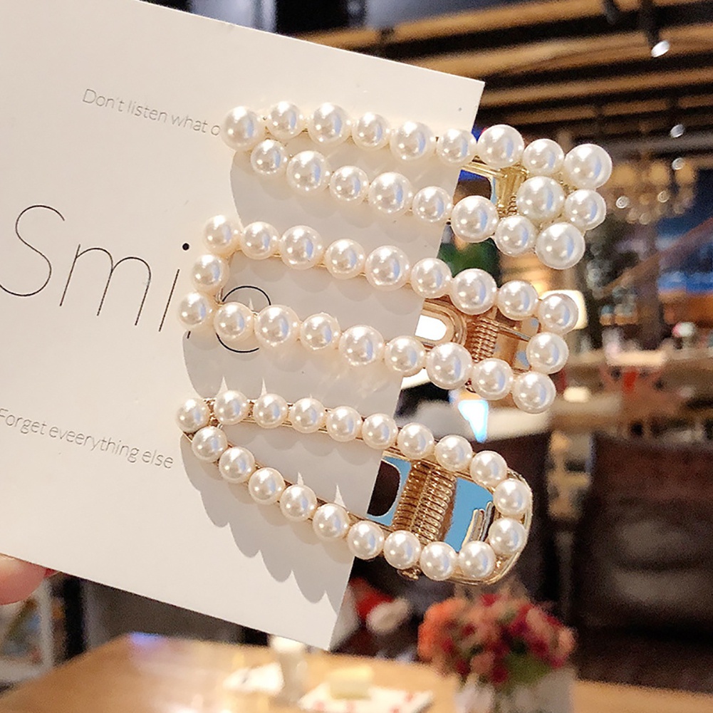 Kẹp tóc đính ngọc trai giả sang trọng