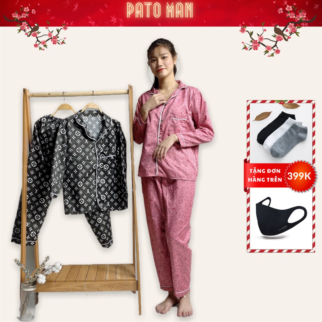 Bộ pijama kate form chuẩn, nhiều mẫu mã dễ thương áo dài quần dài chất kate loại 2 (ảnh thật shop chụp)