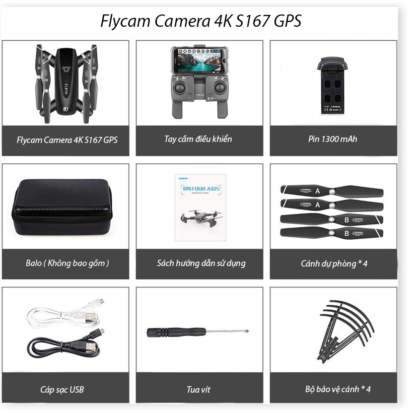 [SALE 50% ] Siêu Phẩm Flycam Camera 4K S167 G.P.S,Máy Bay Điều Khiển Từ Xa Không Người Lái CSJ S167  Định Vị G.P.S - Kết