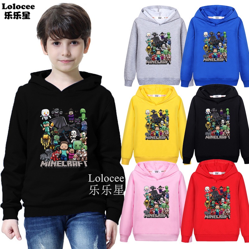 Áo Hoodie Tay Dài In Hình Trò Chơi Minecraft Cho Bé 4-14 Tuổi