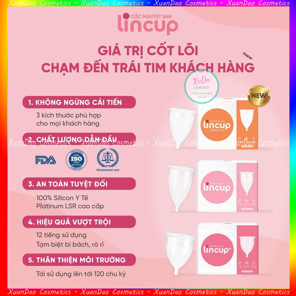 Cốc Nguyệt San LinCup Sesitive Lincup+ size lớn Cốc Nguyệt San Nhập Khẩu Mỹ 100% Chính Hãng