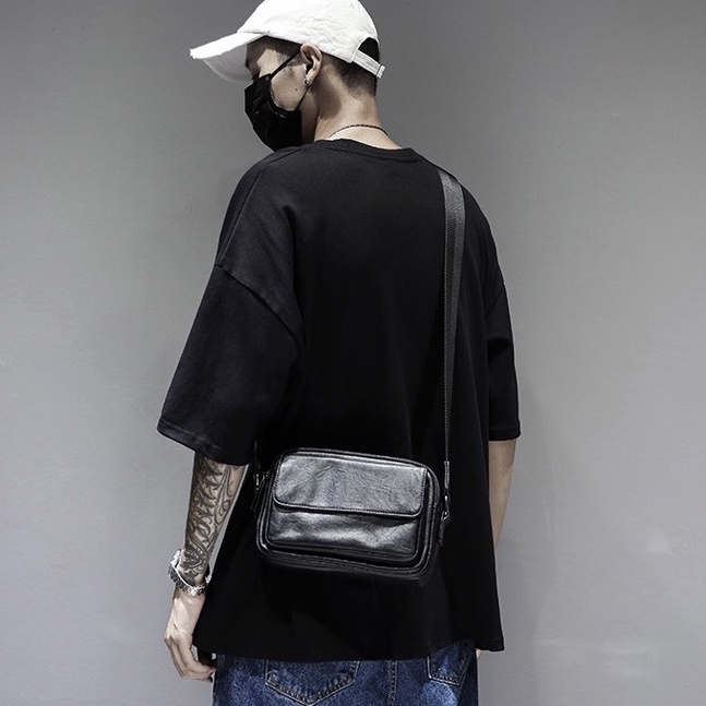 Túi Xách Nam Kay Bag Túi Đeo Chéo Màu Đen Ngầu Street Style Thời Trang Cao Cấp Da PU Chống Thấm Jino Studio