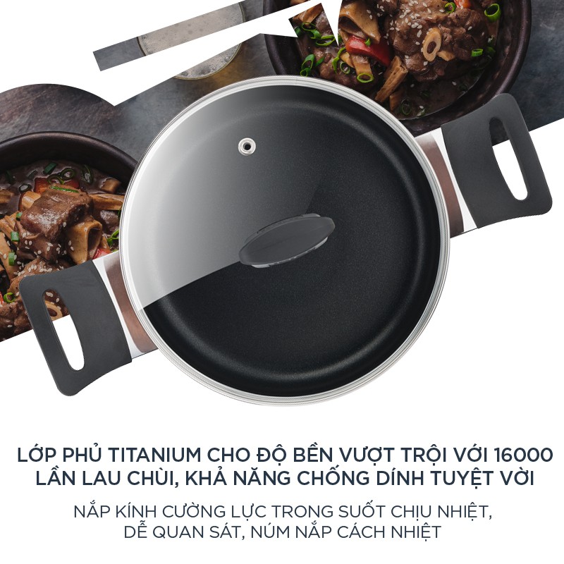 Nồi chống dính thân cao bếp từ, bếp gas, bếp hồng ngoại Tefal  - Day by Day 22cm - Thương hiệu Pháp