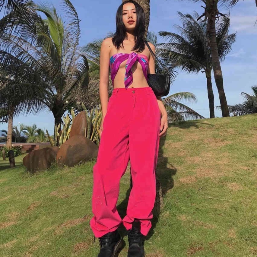 Quần Dài Nhung Hồng TARTAN - Velvet Pant / Pink / Best Seller - TIẾT KIỆM 𝟗𝟗𝐤 khi mua combo 4 sản phẩm  !!