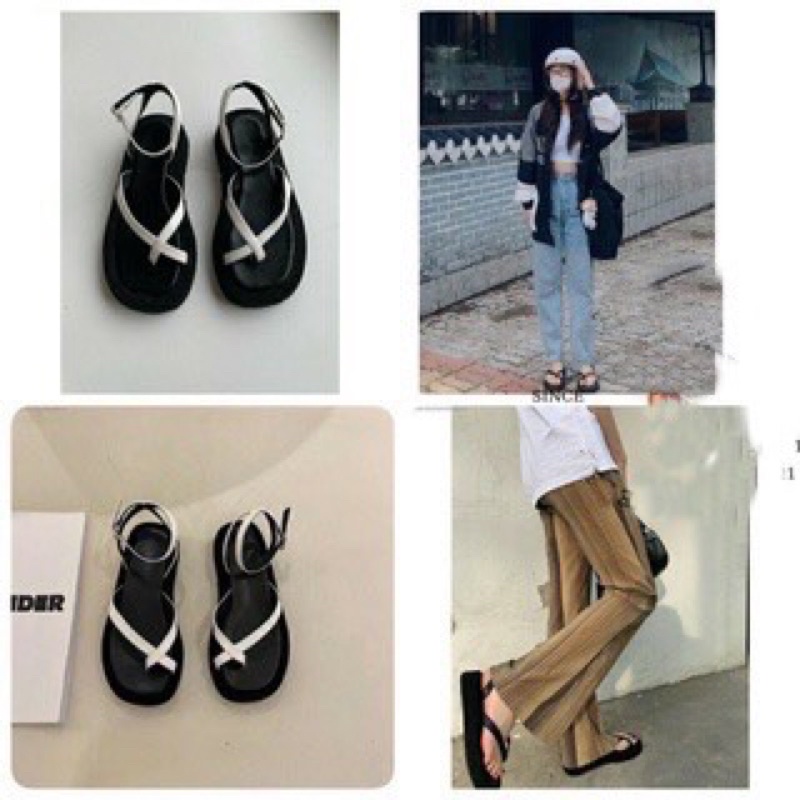 Sandal nữ quai hậu đế bằng 2p dây quấn mảnh kẹp ngón đi học đẹp rẻ siêu nhẹ