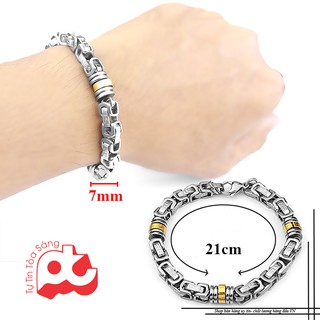 [69k] Lắc tay inox vạn lý trường thành mạ vàng