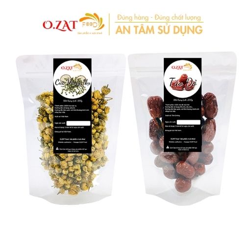 Set trà hoa cúc vàng nụ táo đỏ khô loại 1 OZAT FOOD táo đỏ khô 200g cúc nụ 100g giúp ngủ ngon tăng cường sức khoẻ