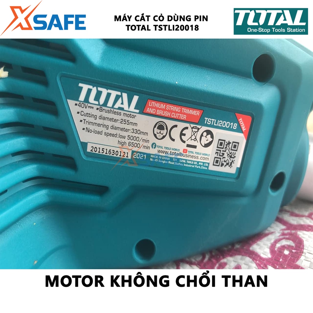 Máy cắt cỏ dùng pin TOTAL TSTLI20018 Máy cắt cỏ cầm tay điện thế 40V tốc độ không tải 0-5500/phút 0-7500/phút