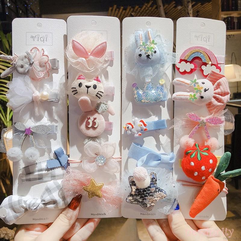 Kẹp tóc BB bọc vải lưới thiết kế xinh xắn phong cách dễ thương cho nữ