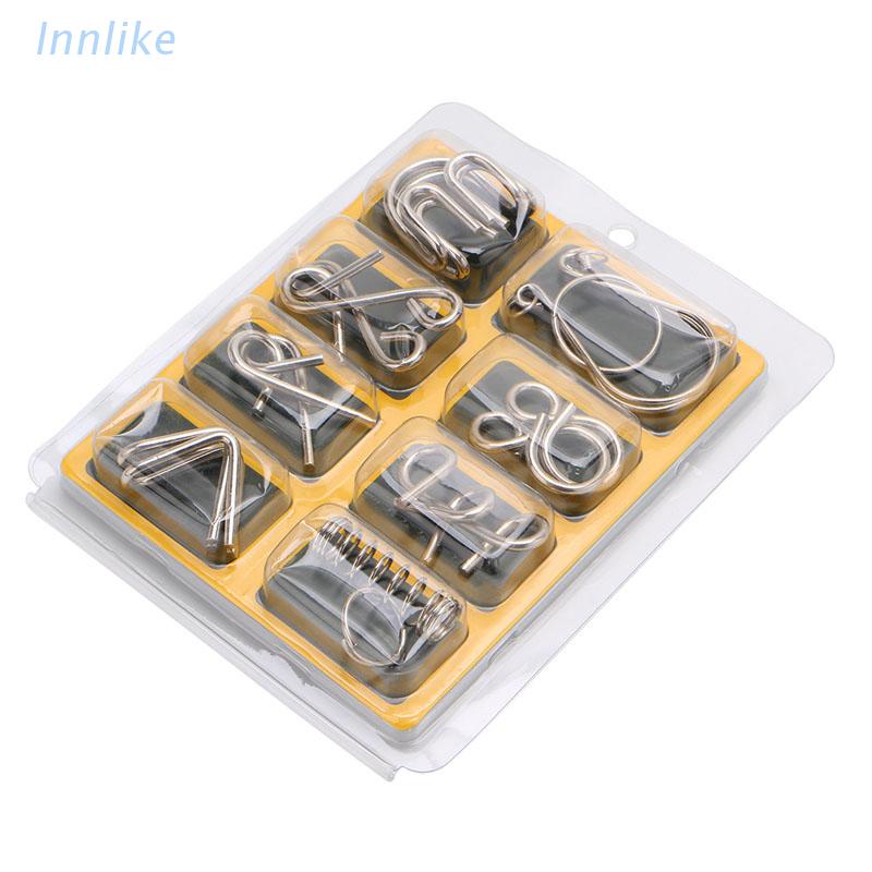 INN 8Pcs/set Metal Wire Puzzle Game IQ Mind Test Brain Teaser Toys for Kids Adults