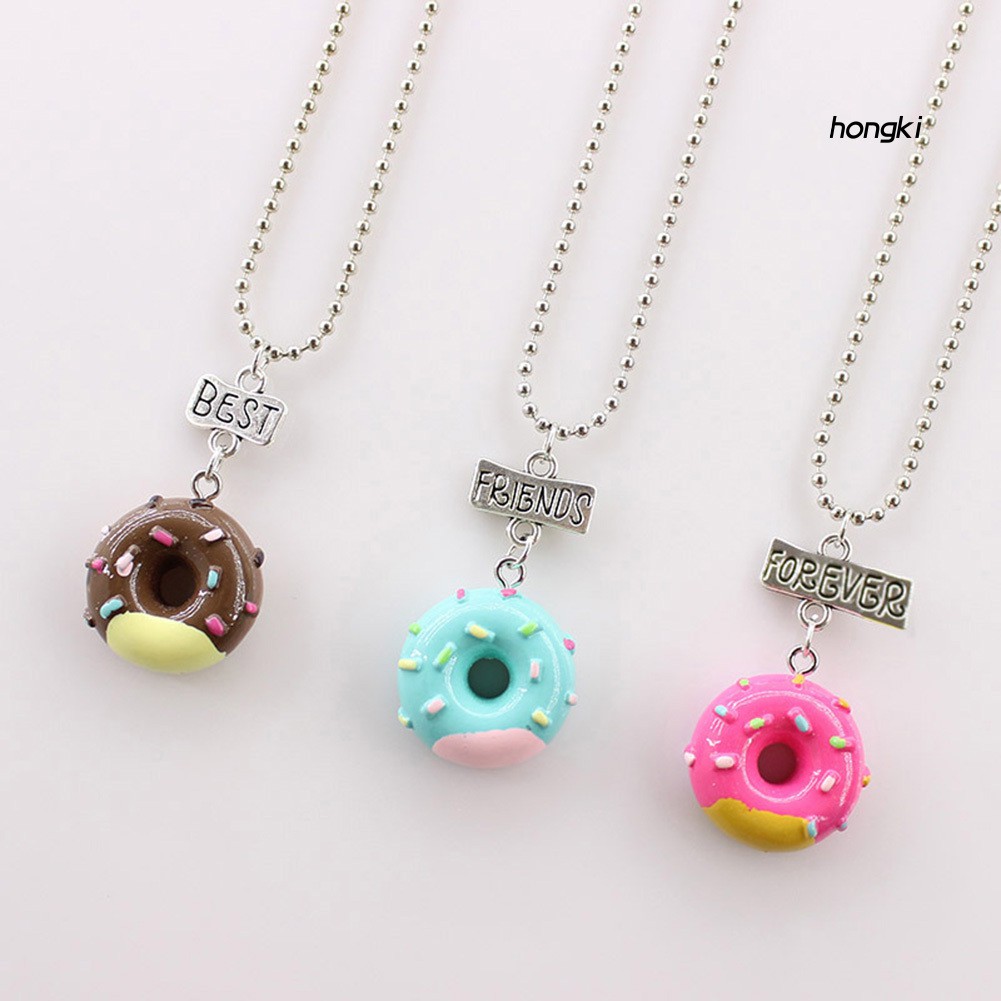 (Hàng Mới Về) Set 3 vòng cổ Tình Bạn Mặt Hình Bánh Donut Xinh Xắn