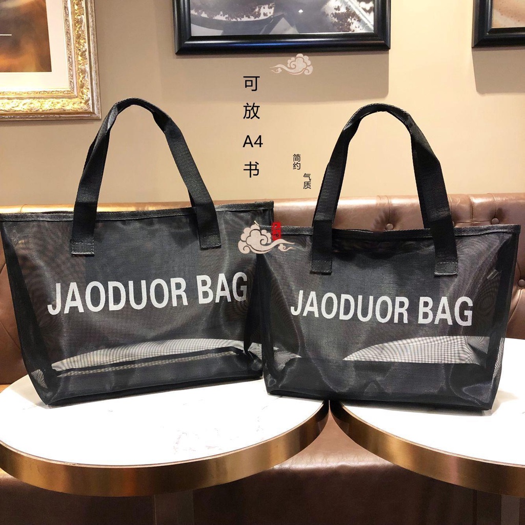 Tote.Túi tote Vải. Túi Xách Tote Cỡ Lớn Trong Suốt In Chữ Màu Đen Thời Trang Công Sở
