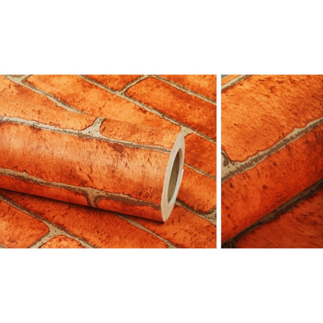 GIẤY DÁN TƯỜNG GIẢ GẠCH MÀU ĐỎ ĐẤT  KHỔ 1m2 CHỐNG ẨM MỐC DECAL DÁN TƯỜNG BỀN ĐẸP