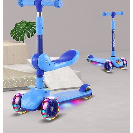 Xe Scooter, Xe Trượt Cho Bé Bánh Có Đèn ,Có Nhạc, có ghế 3 in 1 Chịu Lực 90KG