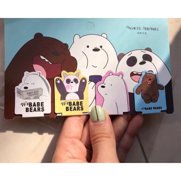 Set 4 bookmark nam châm We Bare Bears Chúng tôi đơn giản là gấu