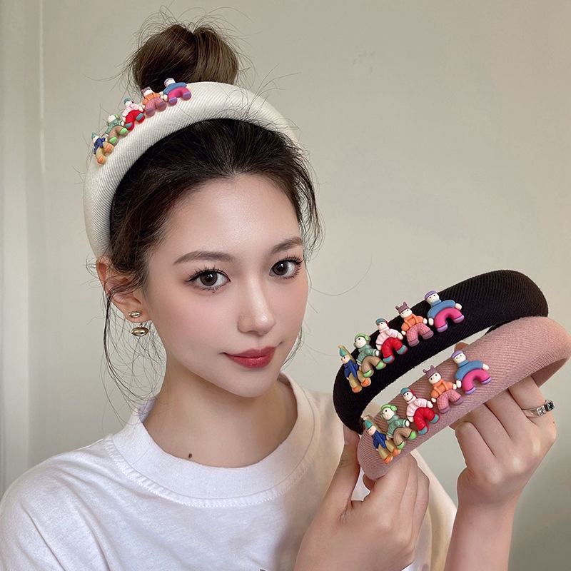 Băng Đô Cài Tóc Hình Biệt Thự Hoạt Hình Màu Trắng / Đen Kiểu Hàn Quốc Thời Trang Mùa