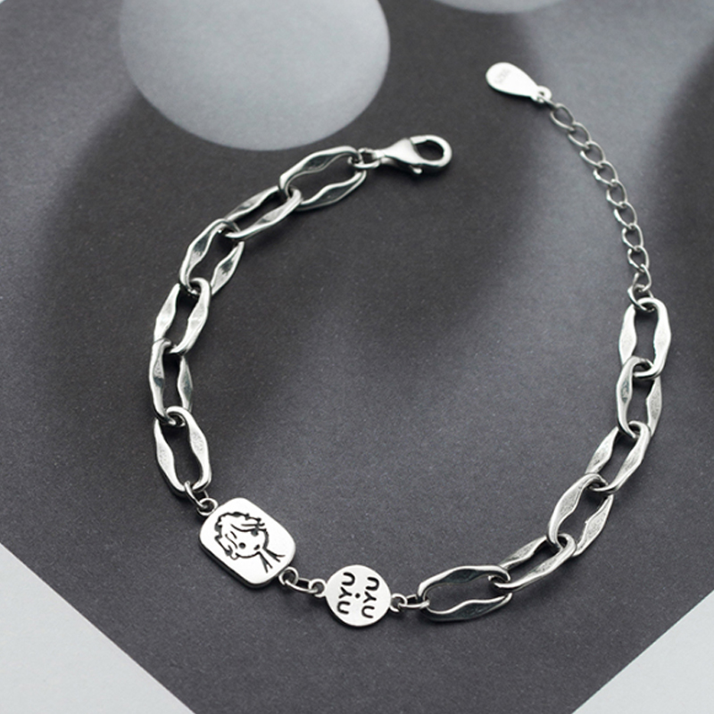 【YKN】Girl Personality Hip-hop Cold Wind Bracelet Cartoon Simple Hong Kong Style Student Couple Bracelet