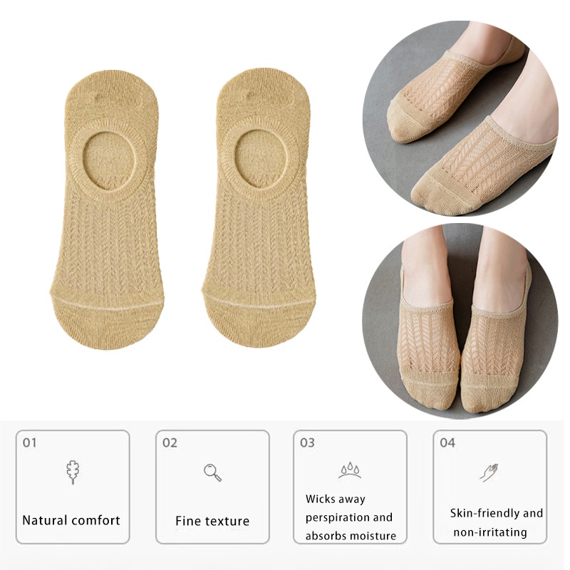 [Hàng mới về] Vớ cotton lụa mỏng thoáng khí chống trượt khử mùi kháng khuẩn phong cách Hàn Quốc cho nữ