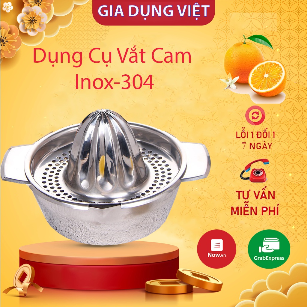 Dụng cụ vắt cam kiêm dụng cụ ép hoa quả chất liệu Inox dễ dàng tháo lắp và vệ sinh