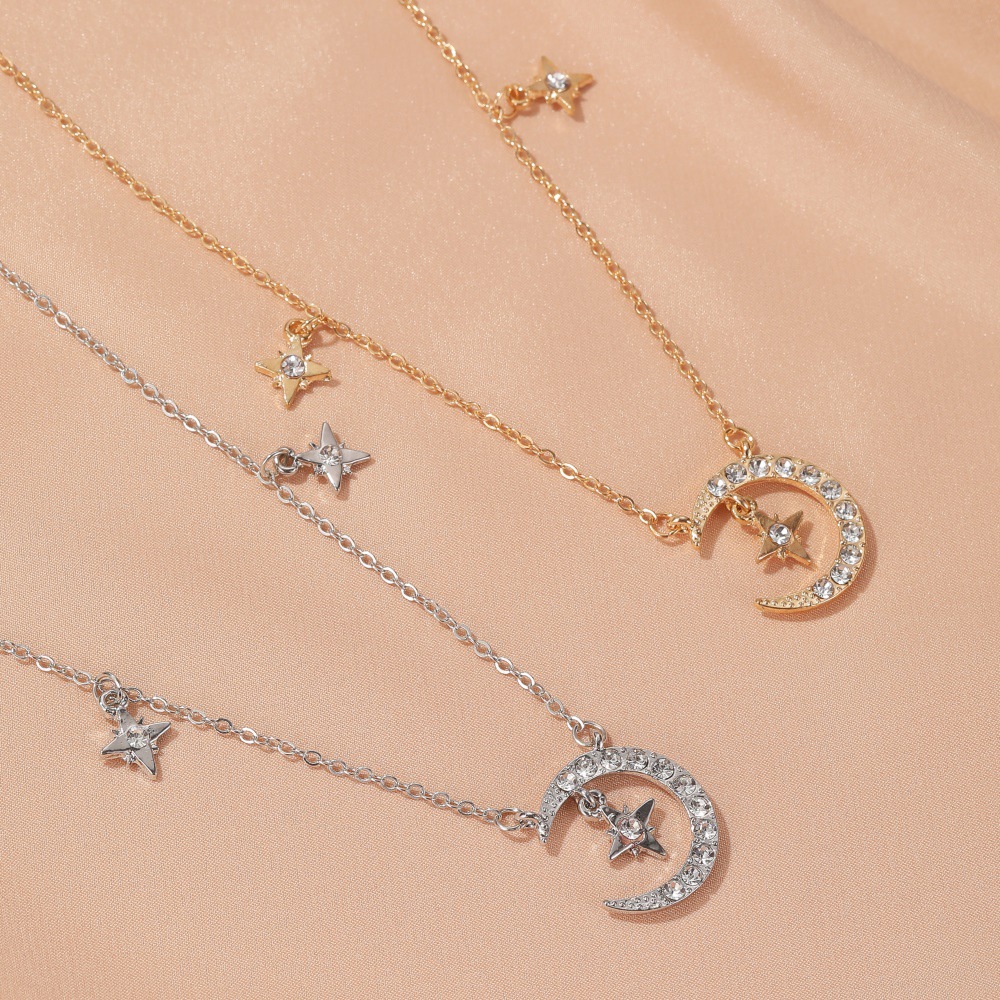 Vòng cổ choker mặt trăng và ngôi sao đính đá thời trang cho nữ