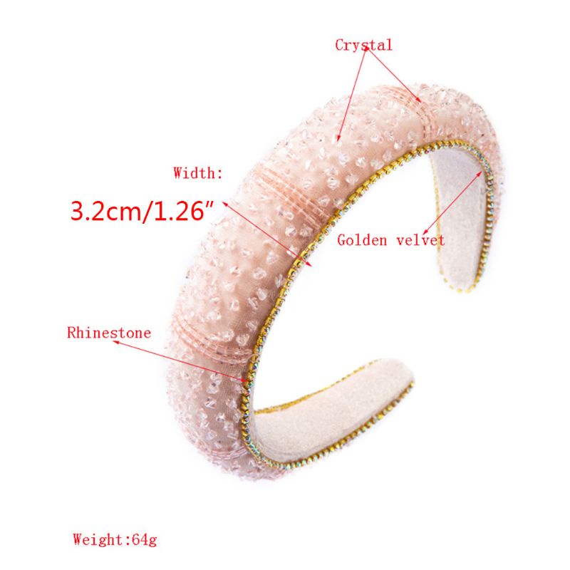 Băng Đô Vải Nhung Bản Rộng Đính Đá Lấp Lánh