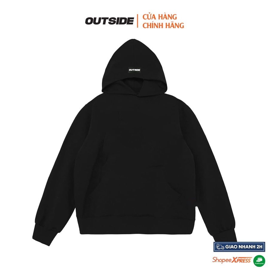 Áo hoodie nam nữ unisex may nhãn silicon brand OUTSIDE chất nỉ ngoại cao cấp basic - Hoodie may nhãn