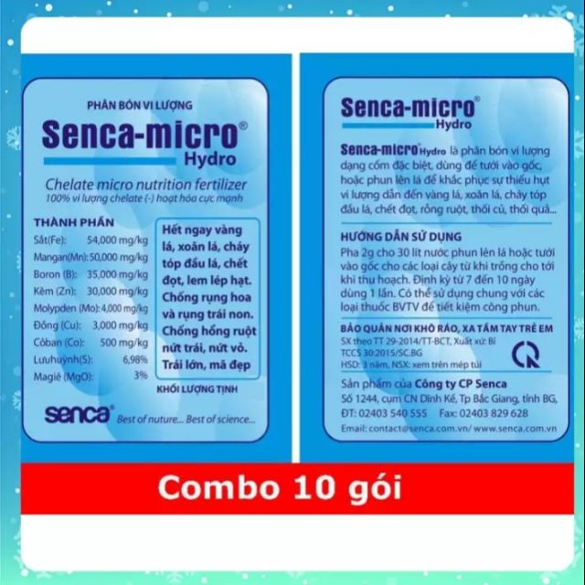 Combo 10 gói phân bón vi lượng SENCA-MICRO HYDRO