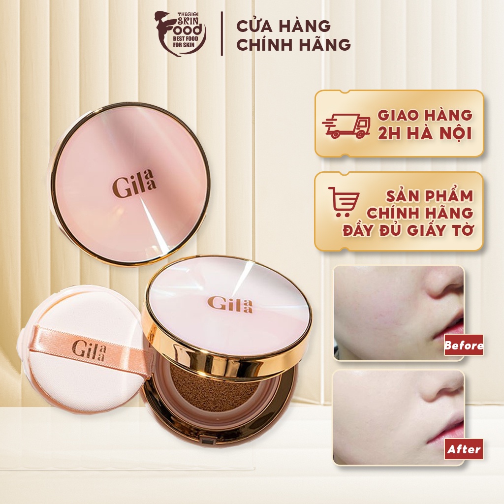 Phấn Nước Che Phủ Mỏng Mịn, Kiềm Dầu Hiệu Qủa Gilaa Long Wear DD Cushion SPF50/PA+++