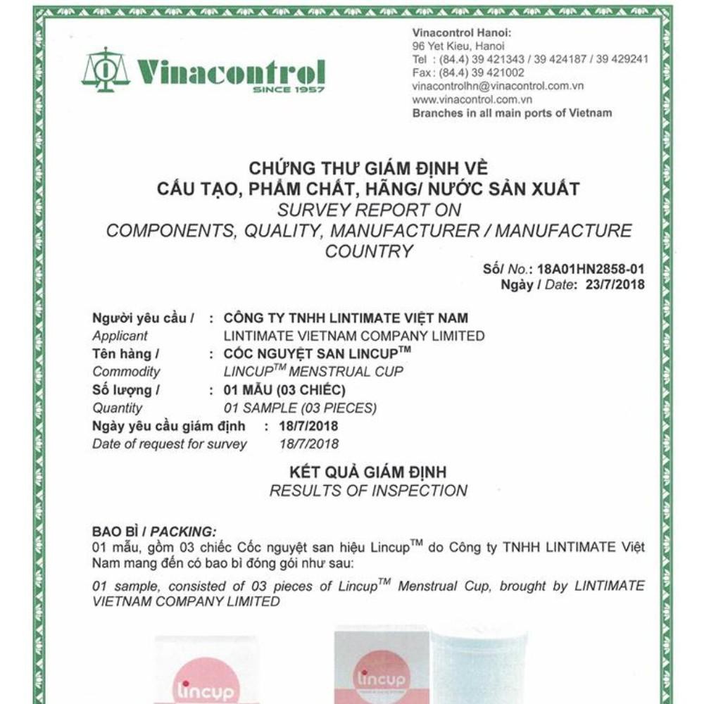 Cốc nguyệt san Greencup đạt chuẩn FDA Hoa Kỳ, có xét nghiệm của Thụy Sĩ