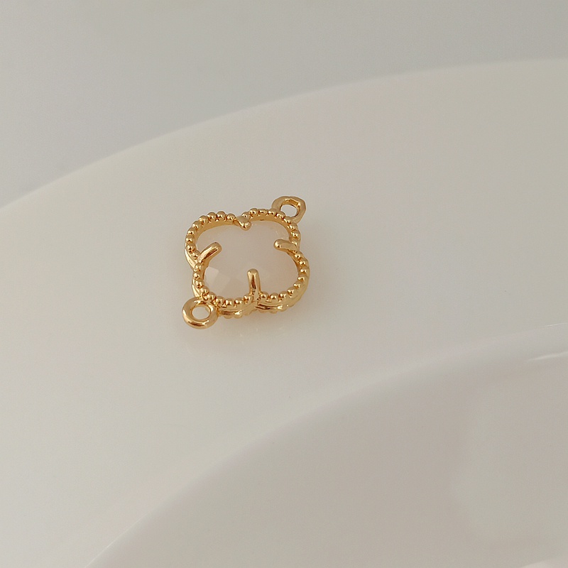 hạt charm Mặt dây chuyền hình cỏ bốn lá mạ vàng 14K đính đá Zircon sang trọng 12mm DIY