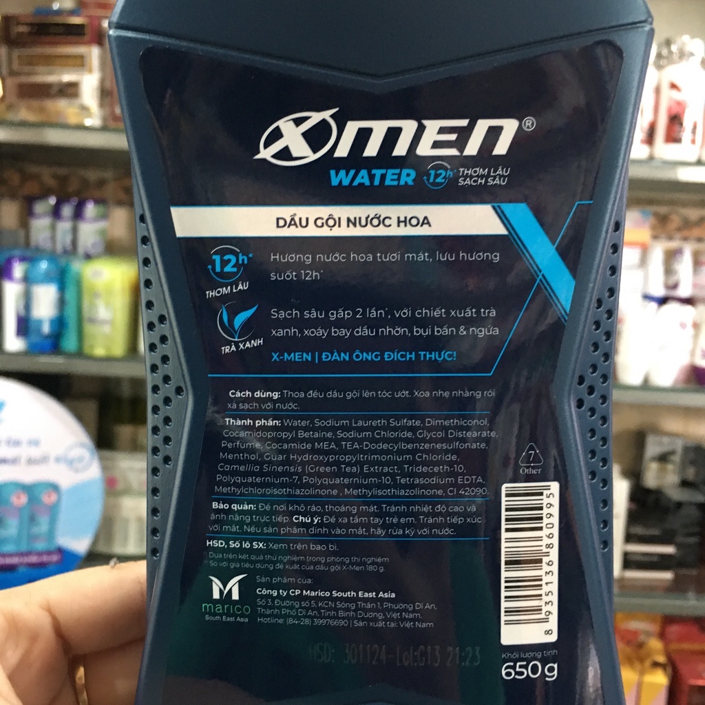 Dầu gội nước hoa X-Men Water mát lạnh tức thì 650g