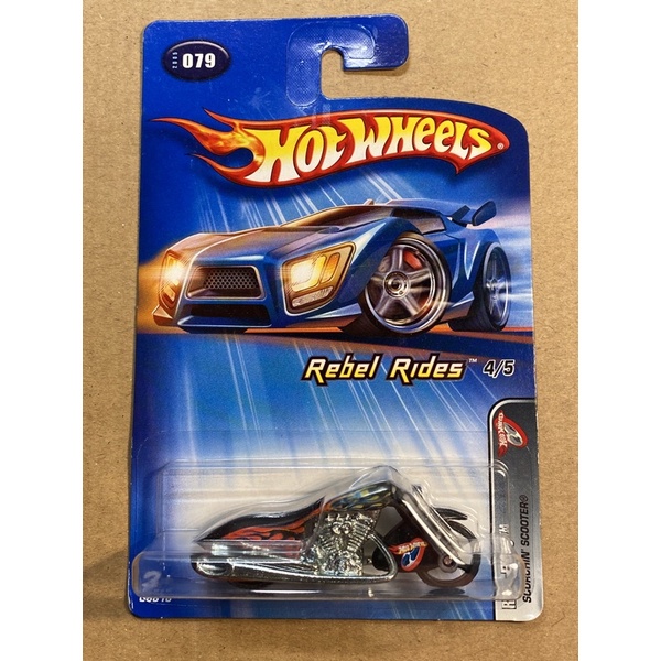 Xe mô hình Hot Wheels mô tô Scorchin Scooter Rebel Ride card cổ hiếm