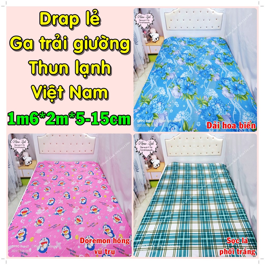 [1m6*2m*5-15cm] Drap lẻ Ga trải giường bo chun thun lạnh Việt Nam sợi Jersay Chỉ 1 drap độ dày drap 2 tấc