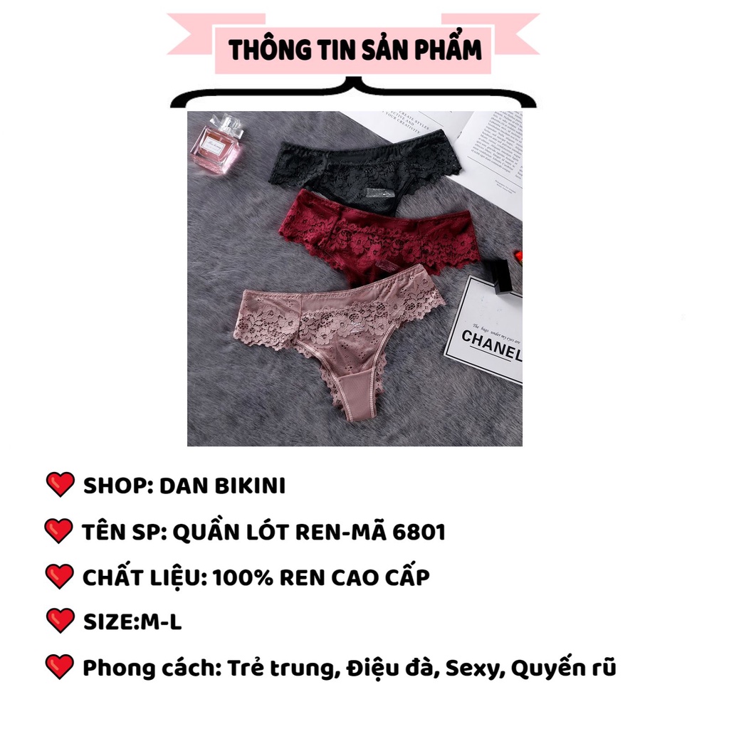 Quần Lót Nữ Ren Sexy cao cấp tạo đường cong quyến rũ sexy điệu đà MÃ 6801