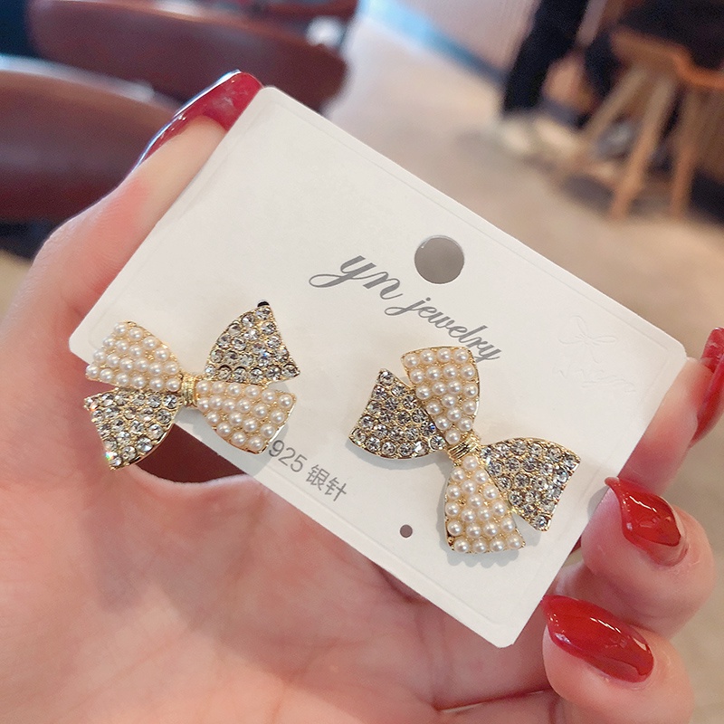 Bông Tai Mạ Bạc 925 Đính Ngọc Trai Giả Dễ Phối Đồ Hợp Thời Trang