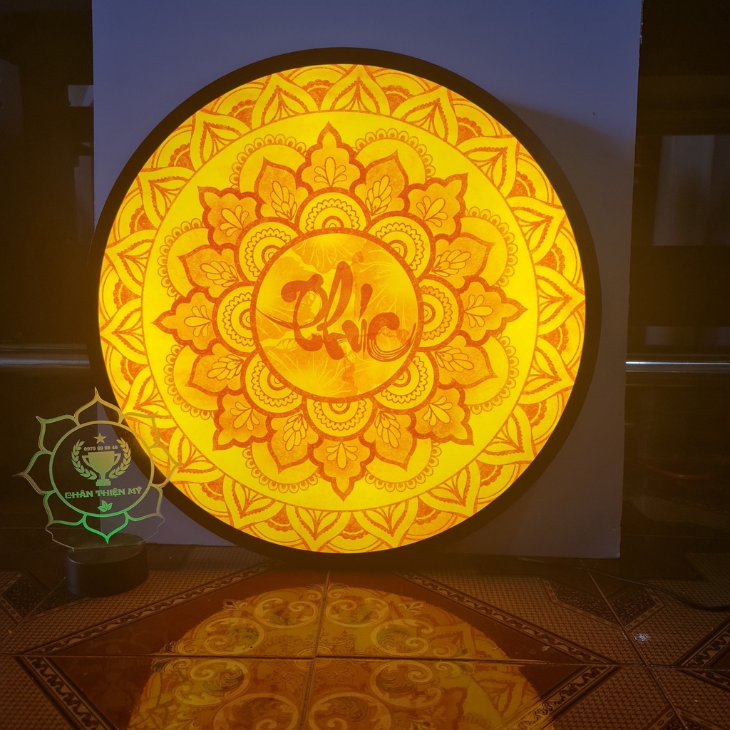 Đèn hào quang Trúc Chỉ in thờ gia tiên_HQTC3
