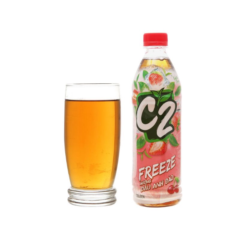Nước giải khát Trà đen C2 Dâu anh đào/ chanh tuyết/ dưa lưới bạc hà Freeze 455ML