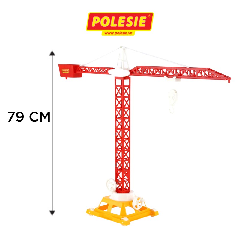 Cần Cẩu Tháp Số 2, 4 bánh, Polesie Toys, Màu Đỏ