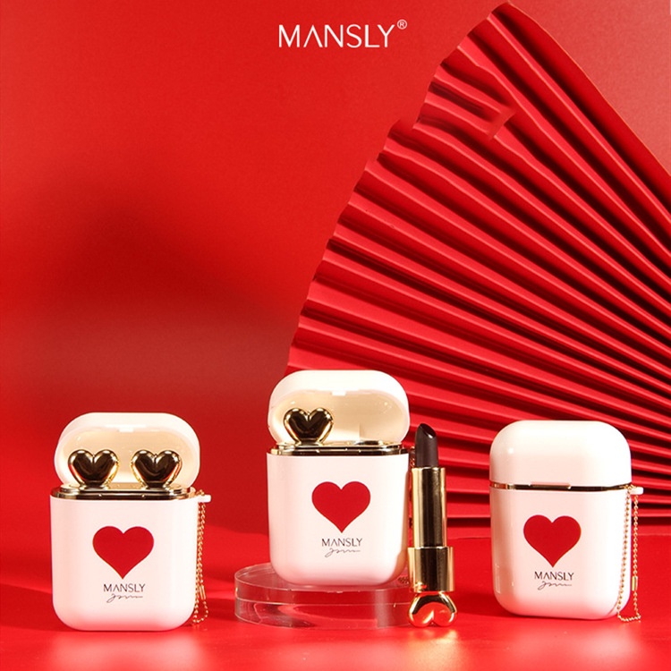 ⚡️BÁN LỖ, XIN ĐÁNH GIÁ 5*⚡️Bộ son môi Mansly 2 màu, son thỏi lì, trái tim, hộp tai nghe trắng độc đáo