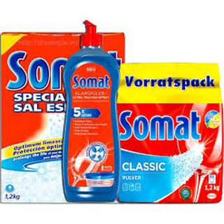 Bột rửa bát Somat  + muối làm mềm nước Somat 1.2kg + Chai nước làm bóng somat 750 ml