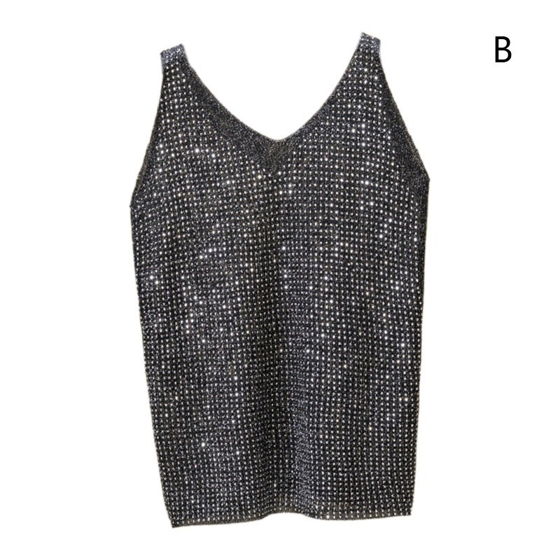 Áo không tay đính kim tuyến màu trơn | BigBuy360 - bigbuy360.vn