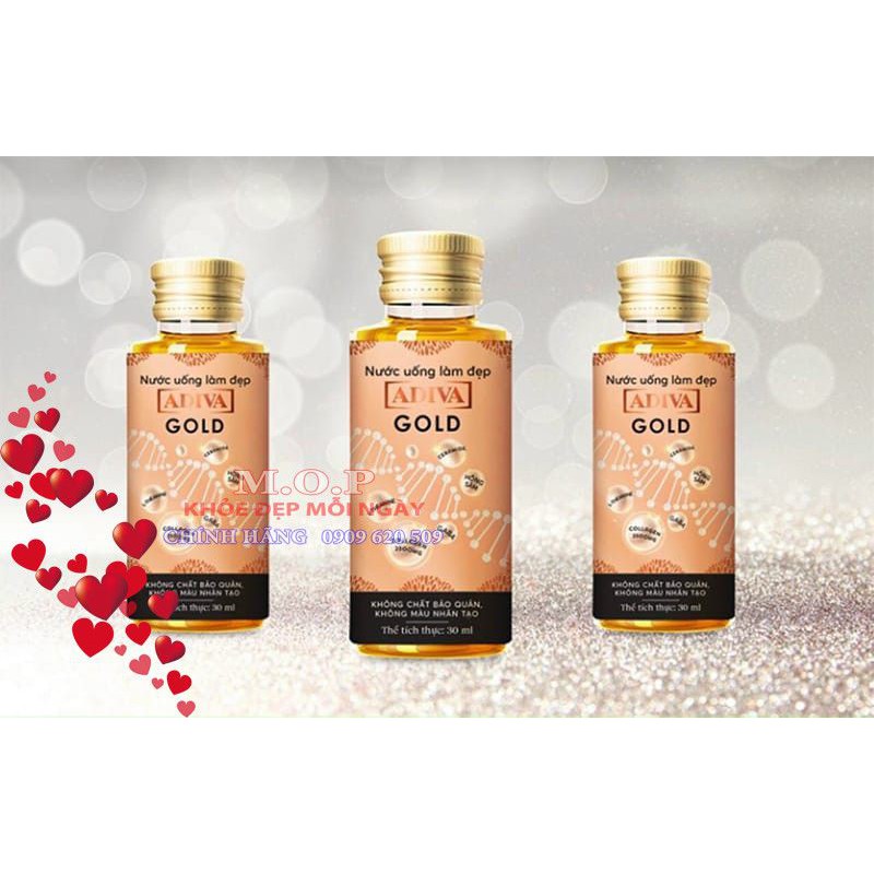 (CHÍNH HÃNG) 01 hộp GOLD ADIVA COLLAGEN THẾ HỆ MỚI (14 lọ/ hộp)