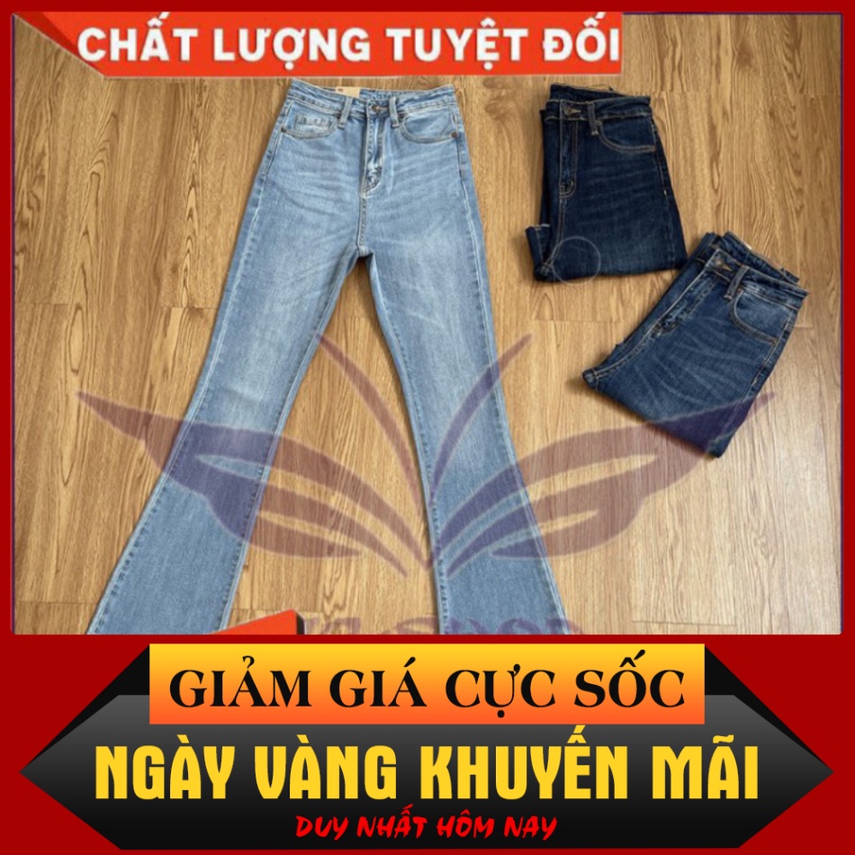 {Giá tận gốc} Quần jean ống loe lưng cao kiểu trơn cắt lai 4 màu NP shop⚡️Quần bò ống loe nữ dáng dà