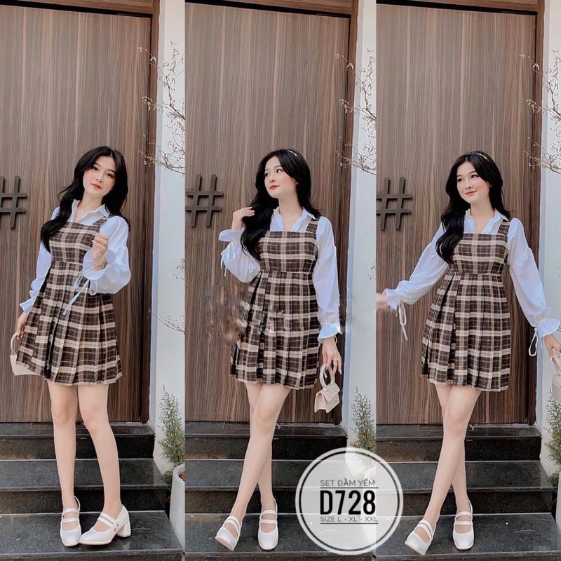 Bigsize Set đầm yếm D728