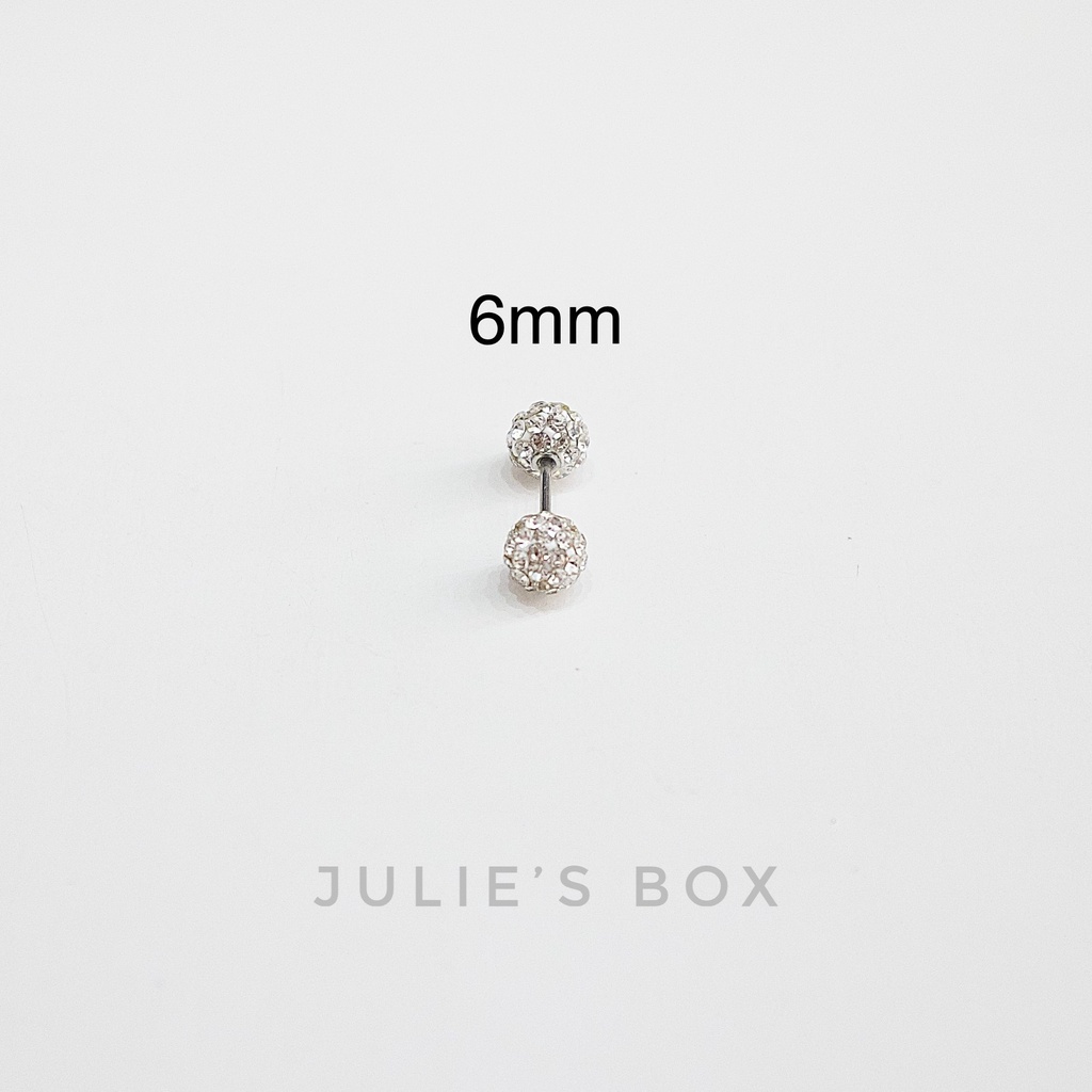 Khuyên Tai 2 Đầu Đính Đá Nhuyễn Nhiều Size Xỏ Nam Nữ Unisex Titanium Thép Không Gỉ Không Đen Không Ngứa